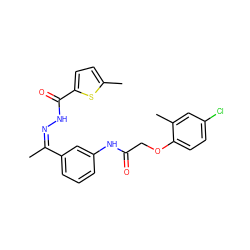 C/C(=N/NC(=O)c1ccc(C)s1)c1cccc(NC(=O)COc2ccc(Cl)cc2C)c1 ZINC000013108563