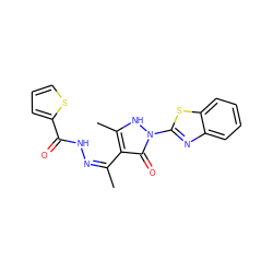 C/C(=N/NC(=O)c1cccs1)c1c(C)[nH]n(-c2nc3ccccc3s2)c1=O ZINC000169325939