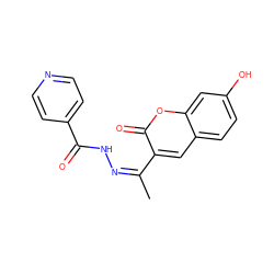 C/C(=N/NC(=O)c1ccncc1)c1cc2ccc(O)cc2oc1=O ZINC000000492931