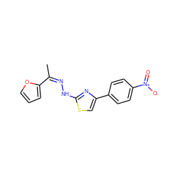 C/C(=N/Nc1nc(-c2ccc([N+](=O)[O-])cc2)cs1)c1ccco1 ZINC000095571863