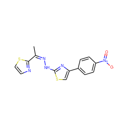 C/C(=N/Nc1nc(-c2ccc([N+](=O)[O-])cc2)cs1)c1nccs1 ZINC000095576084