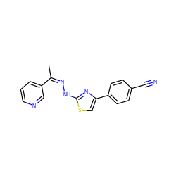 C/C(=N/Nc1nc(-c2ccc(C#N)cc2)cs1)c1cccnc1 ZINC000095572505