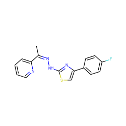 C/C(=N/Nc1nc(-c2ccc(F)cc2)cs1)c1ccccn1 ZINC000095580530