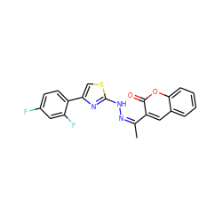 C/C(=N/Nc1nc(-c2ccc(F)cc2F)cs1)c1cc2ccccc2oc1=O ZINC000095571957