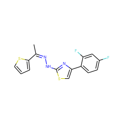 C/C(=N/Nc1nc(-c2ccc(F)cc2F)cs1)c1cccs1 ZINC000095574193