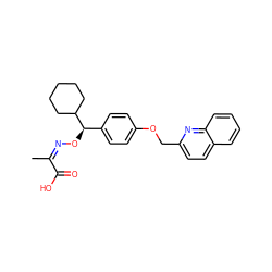 C/C(=N/O[C@H](c1ccc(OCc2ccc3ccccc3n2)cc1)C1CCCCC1)C(=O)O ZINC000013557912