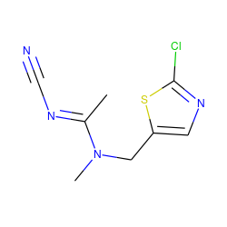 C/C(=N\C#N)N(C)Cc1cnc(Cl)s1 ZINC000033979017