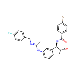 C/C(=N\Cc1ccc(F)cc1)Nc1ccc2c(c1)[C@@H](NC(=O)c1ccc(Br)cc1)[C@H](O)C2 ZINC000202781572