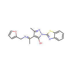 C/C(=N\Cc1ccco1)c1c(C)nn(-c2nc3ccccc3s2)c1O ZINC000101507501