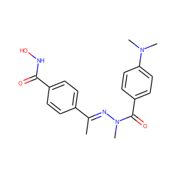 C/C(=N\N(C)C(=O)c1ccc(N(C)C)cc1)c1ccc(C(=O)NO)cc1 ZINC000653691221