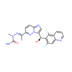 C/C(=N\N(C)C(N)=O)c1ccc2ncc([C@H](O)c3c(F)cc4ncccc4c3F)n2n1 ZINC000096169135