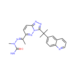 C/C(=N\N(C)C(N)=O)c1ccc2nnc(C(C)(C)c3ccc4ncccc4c3)n2n1 ZINC000096169160