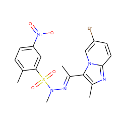 C/C(=N\N(C)S(=O)(=O)c1cc([N+](=O)[O-])ccc1C)c1c(C)nc2ccc(Br)cn12 ZINC000028652809