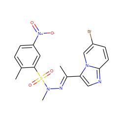 C/C(=N\N(C)S(=O)(=O)c1cc([N+](=O)[O-])ccc1C)c1cnc2ccc(Br)cn12 ZINC000028652814