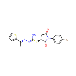 C/C(=N\N=C(/N)S[C@H]1CC(=O)N(c2ccc(Br)cc2)C1=O)c1cccs1 ZINC000008682372