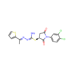 C/C(=N\N=C(/N)S[C@H]1CC(=O)N(c2ccc(Cl)c(Cl)c2)C1=O)c1cccs1 ZINC000008682365