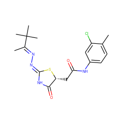 C/C(=N\N=C1\NC(=O)[C@@H](CC(=O)Nc2ccc(C)c(Cl)c2)S1)C(C)(C)C ZINC000013138373