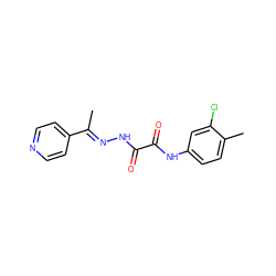 C/C(=N\NC(=O)C(=O)Nc1ccc(C)c(Cl)c1)c1ccncc1 ZINC000005215443