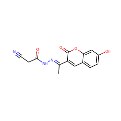 C/C(=N\NC(=O)CC#N)c1cc2ccc(O)cc2oc1=O ZINC000005446446