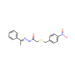 C/C(=N\NC(=O)CSCc1ccc([N+](=O)[O-])cc1)c1ccccc1 ZINC000013144863