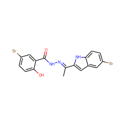 C/C(=N\NC(=O)c1cc(Br)ccc1O)c1cc2cc(Br)ccc2[nH]1 ZINC000095562305