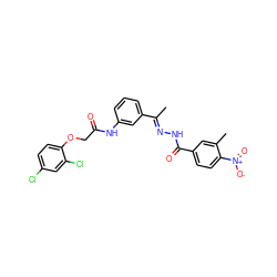 C/C(=N\NC(=O)c1ccc([N+](=O)[O-])c(C)c1)c1cccc(NC(=O)COc2ccc(Cl)cc2Cl)c1 ZINC000008400061