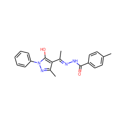 C/C(=N\NC(=O)c1ccc(C)cc1)c1c(C)nn(-c2ccccc2)c1O ZINC000036384787