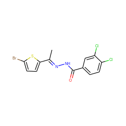 C/C(=N\NC(=O)c1ccc(Cl)c(Cl)c1)c1ccc(Br)s1 ZINC000012343198