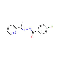 C/C(=N\NC(=O)c1ccc(Cl)cc1)c1ccccn1 ZINC000004587873