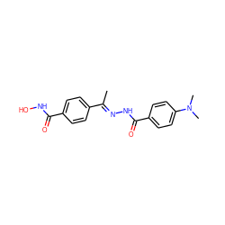 C/C(=N\NC(=O)c1ccc(N(C)C)cc1)c1ccc(C(=O)NO)cc1 ZINC000653785034