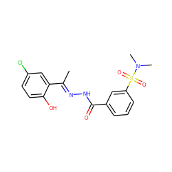 C/C(=N\NC(=O)c1cccc(S(=O)(=O)N(C)C)c1)c1cc(Cl)ccc1O ZINC000008229534