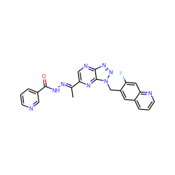 C/C(=N\NC(=O)c1cccnc1)c1cnc2nnn(Cc3cc4cccnc4cc3F)c2n1 ZINC000096169188