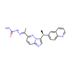 C/C(=N\NC(N)=O)c1ccc2ncc([C@@H](C)c3ccc4ncccc4c3)n2n1 ZINC000068248450