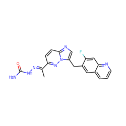 C/C(=N\NC(N)=O)c1ccc2ncc(Cc3cc4cccnc4cc3F)n2n1 ZINC000096169109