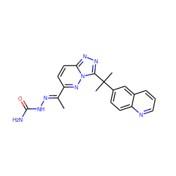 C/C(=N\NC(N)=O)c1ccc2nnc(C(C)(C)c3ccc4ncccc4c3)n2n1 ZINC000096169159