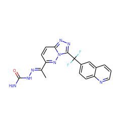 C/C(=N\NC(N)=O)c1ccc2nnc(C(F)(F)c3ccc4ncccc4c3)n2n1 ZINC000096169146