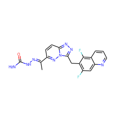 C/C(=N\NC(N)=O)c1ccc2nnc(Cc3c(F)cc4ncccc4c3F)n2n1 ZINC000068248449