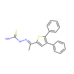 C/C(=N\NC(N)=S)c1cc(-c2ccccc2)c(-c2ccccc2)s1 ZINC000013477054