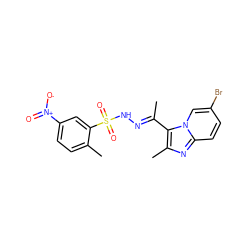 C/C(=N\NS(=O)(=O)c1cc([N+](=O)[O-])ccc1C)c1c(C)nc2ccc(Br)cn12 ZINC000028652797