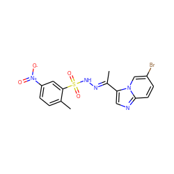 C/C(=N\NS(=O)(=O)c1cc([N+](=O)[O-])ccc1C)c1cnc2ccc(Br)cn12 ZINC000028652801