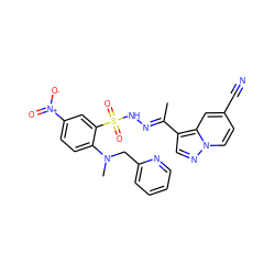 C/C(=N\NS(=O)(=O)c1cc([N+](=O)[O-])ccc1N(C)Cc1ccccn1)c1cnn2ccc(C#N)cc12 ZINC000138986988