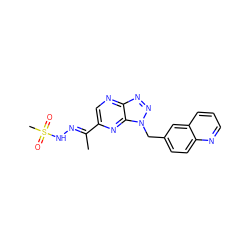 C/C(=N\NS(C)(=O)=O)c1cnc2nnn(Cc3ccc4ncccc4c3)c2n1 ZINC000096169169