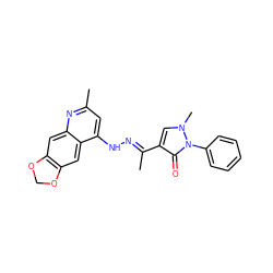 C/C(=N\Nc1cc(C)nc2cc3c(cc12)OCO3)c1cn(C)n(-c2ccccc2)c1=O ZINC000017127094