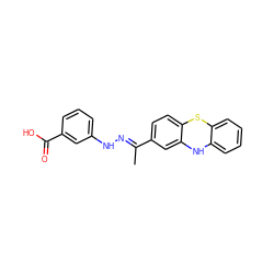 C/C(=N\Nc1cccc(C(=O)O)c1)c1ccc2c(c1)Nc1ccccc1S2 ZINC000004867233