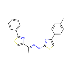 C/C(=N\Nc1nc(-c2ccc(C)cc2)cs1)c1csc(-c2ccccc2)n1 ZINC000033365475