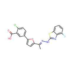 C/C(=N\Nc1nc2c(F)cccc2s1)c1ccc(-c2ccc(Cl)c(C(=O)O)c2)o1 ZINC000096272586