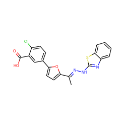 C/C(=N\Nc1nc2ccccc2s1)c1ccc(-c2ccc(Cl)c(C(=O)O)c2)o1 ZINC000059096393