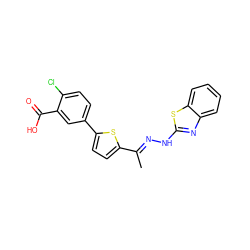 C/C(=N\Nc1nc2ccccc2s1)c1ccc(-c2ccc(Cl)c(C(=O)O)c2)s1 ZINC000096272592