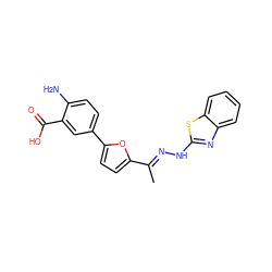 C/C(=N\Nc1nc2ccccc2s1)c1ccc(-c2ccc(N)c(C(=O)O)c2)o1 ZINC000096272584