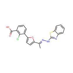 C/C(=N\Nc1nc2ccccc2s1)c1ccc(-c2cccc(C(=O)O)c2Cl)o1 ZINC000096272589